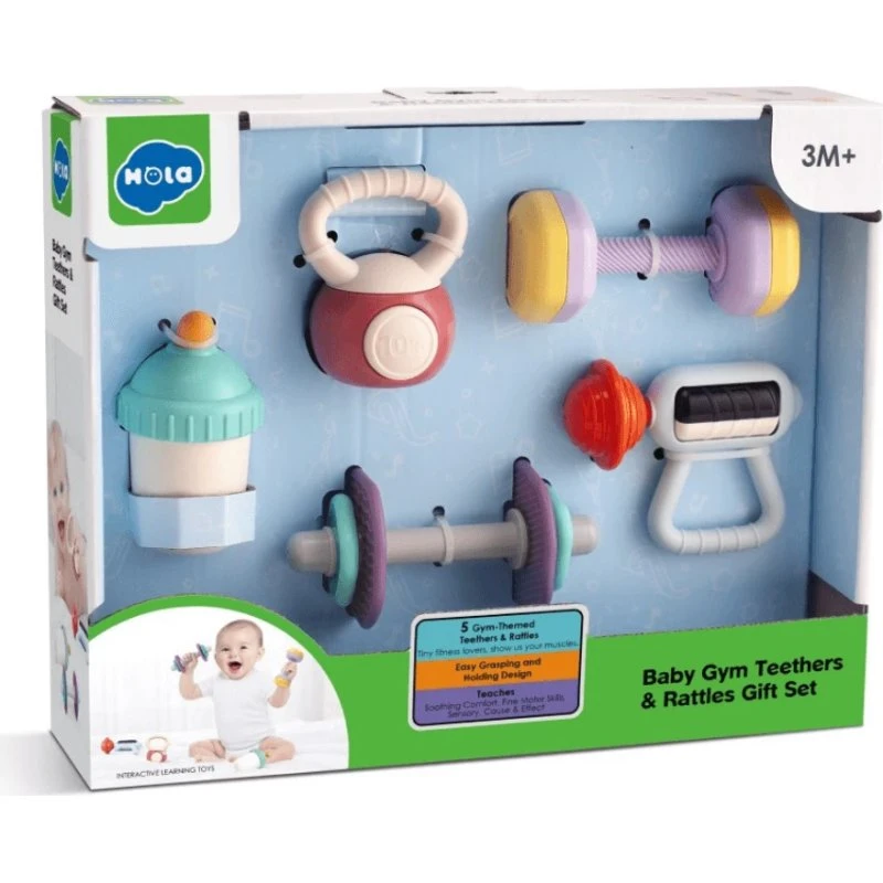Hola 5er-Set Beißspielzeug Sport für Babys ab 3 Monaten