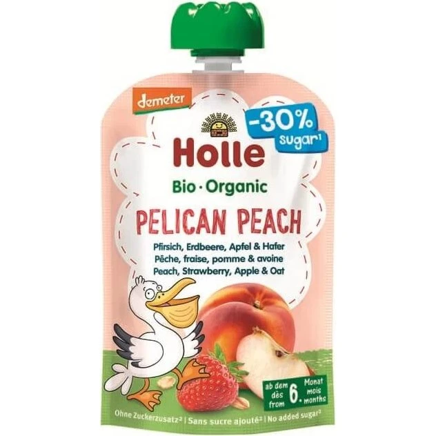 Holle Bio-Püree Pfirsich, Erdbeere, Apfel & Hafer, 100g