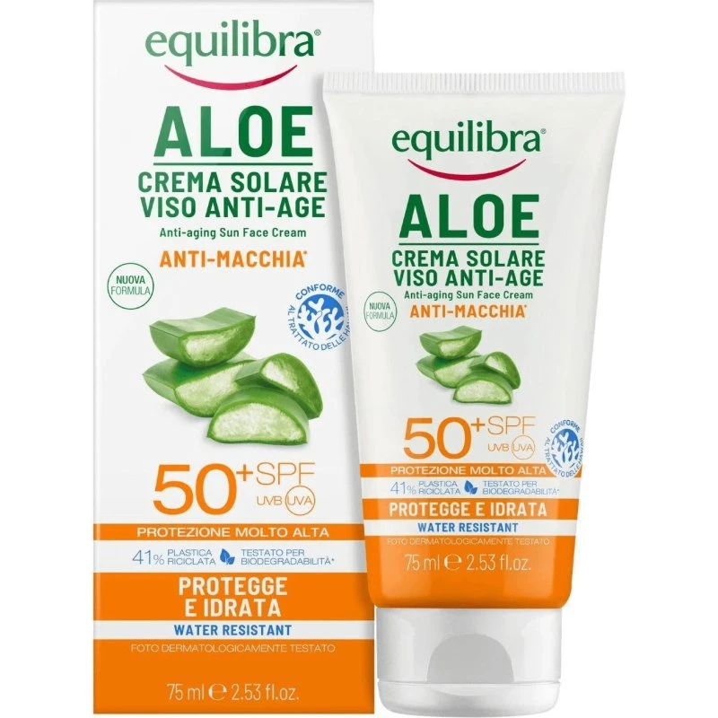 Equilibra Aloe Anti-Falten-Gesichtscreme SPF 50+, 75 ml