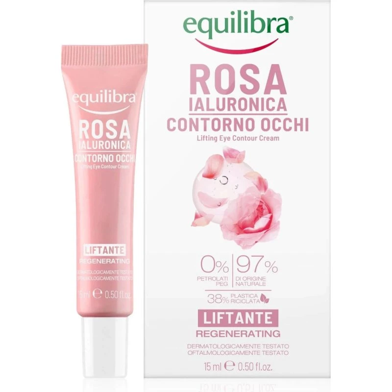 Equilibra Rosa Rosenlifting-Augencreme mit Hyaluronsäure, 15 ml