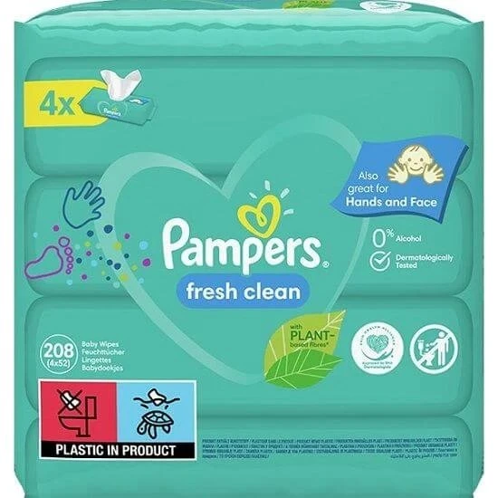 Pampers Fresh Clean Feuchttücher, 4x52 Stück