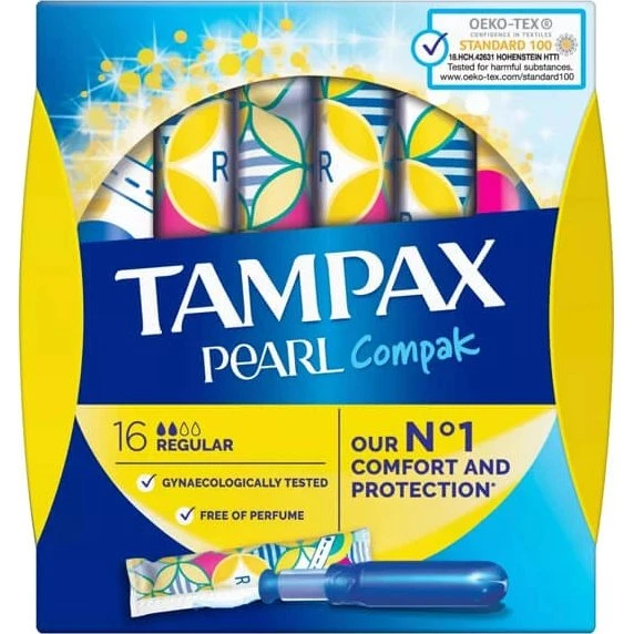 Tampax Compak Pearl Hygienetampons mit Applikator, Regular, 16 Stück
