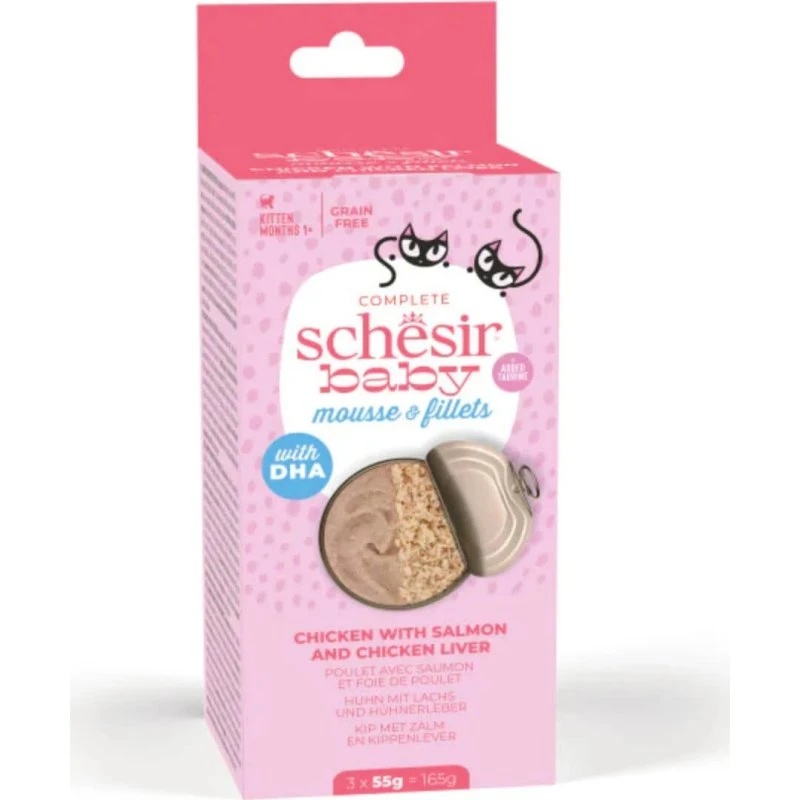 Schesir Baby Mousse & Fillets Huhn & Lachs Multipack (3x55g)