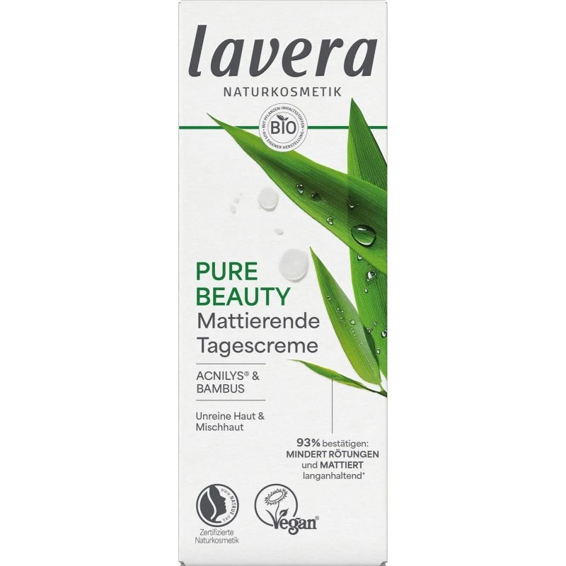 Lavera PURE BEAUTY Mattierende Tagescreme mit Acnilys & Bambuspuder