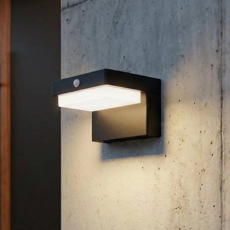 Lindby Eleazer LED-Solarwandleuchte mit Sensor, Schwarz, Aluminium