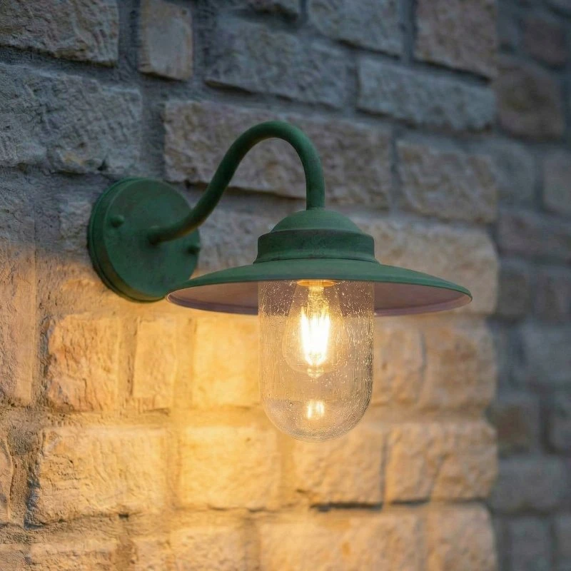 Lindby Außenwandleuchte Bilma, Grün, Glas & Aluminium, 29 cm
