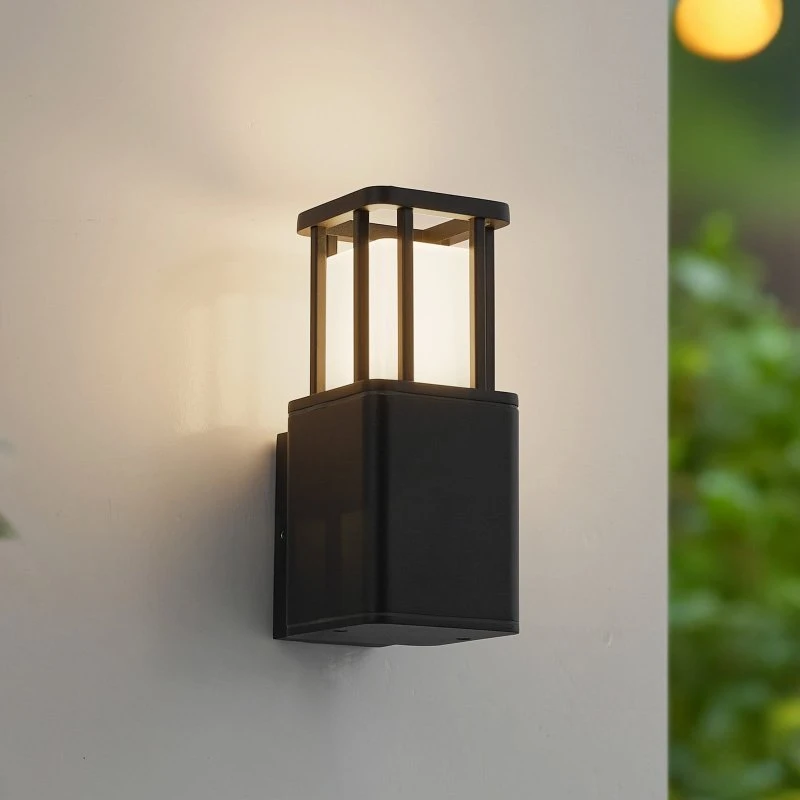 Lucande Dakil LED-Außenwandleuchte, Schwarz, Aluminium