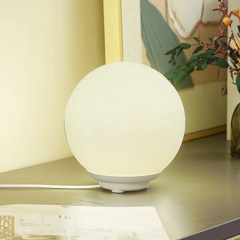 Lindby Cosmia Smart-LED-Tischleuchte, Weiß, Glas, RGB