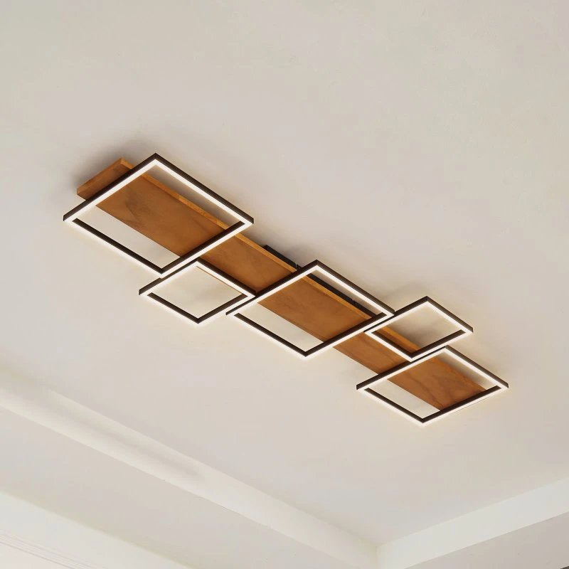 Lindby Galad 5 LED Deckenleuchte Holz - 140 cm - Schwarz