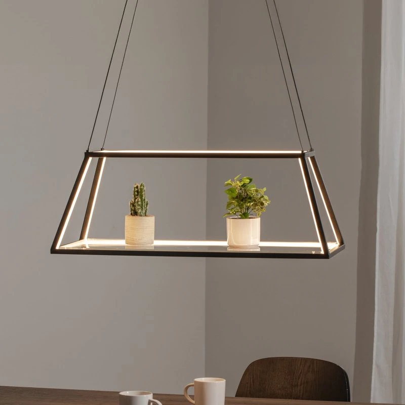 Lucande Mensola LED-Pendelleuchte Schwarz, 75 cm