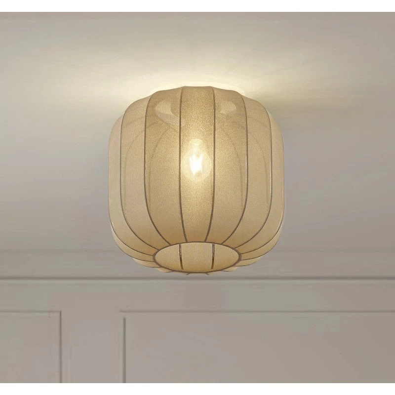 Lindby Deckenleuchte Helin Pendelleuchte Grau Stoff Ø35 cm