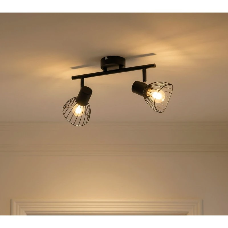 Lindby Deckenleuchte Piena, schwarz, 2-flammig, Metall, 39cm