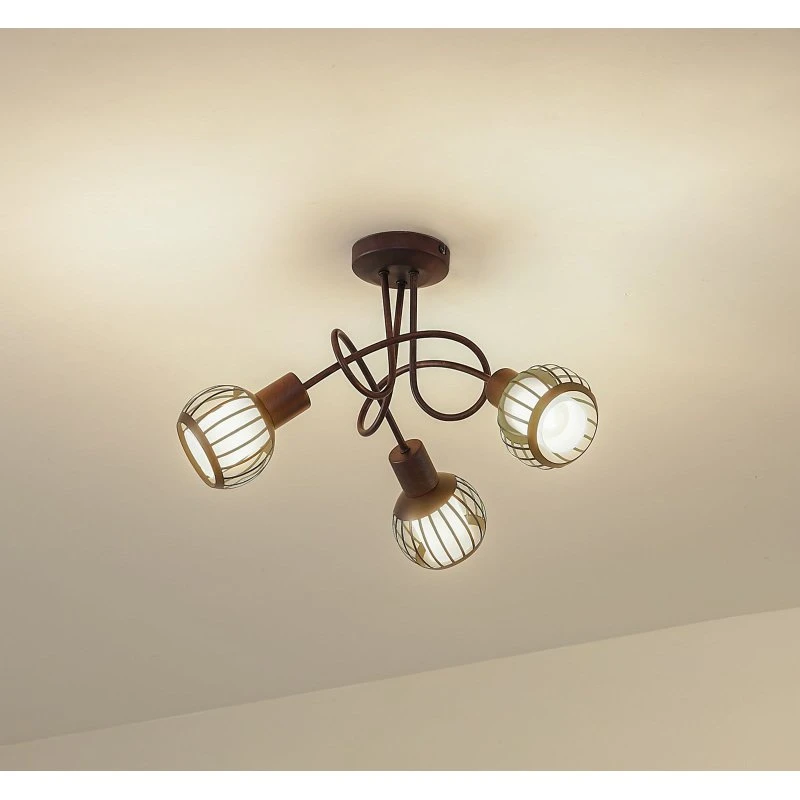 Lindby Deckenleuchte Solm, Rost, Eisen, 3-flammig