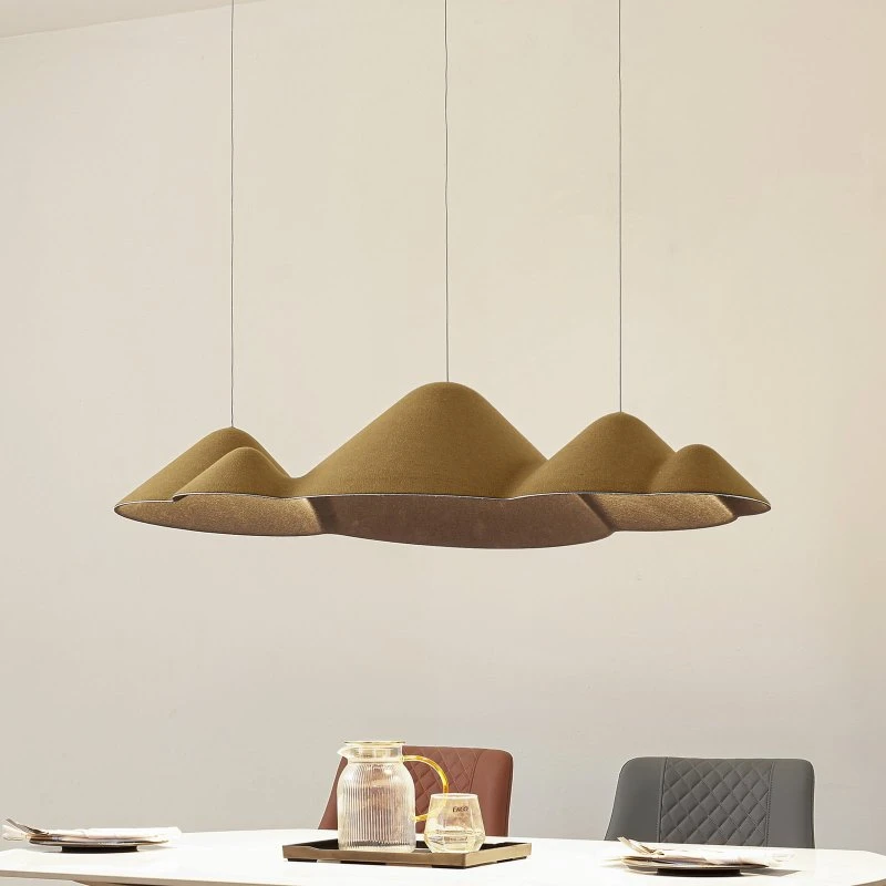 Lucande Beutlin LED-Pendelleuchte Dim. Olive - Stoff & Metall