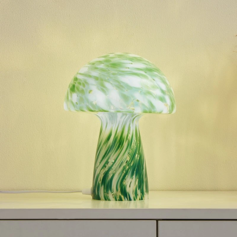 Lindby Tischleuchte Hubi Grün - Glas - Pilzform - Ø 22 cm