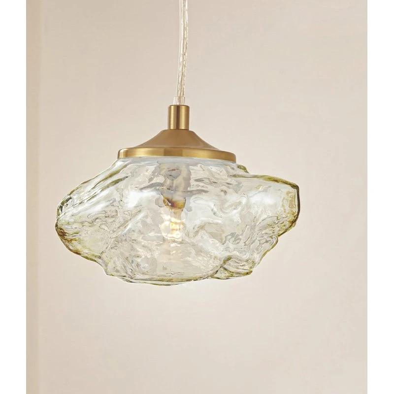 Lindby Pendelleuchte Piatra Bernstein/Messing Glas Ø 16 cm