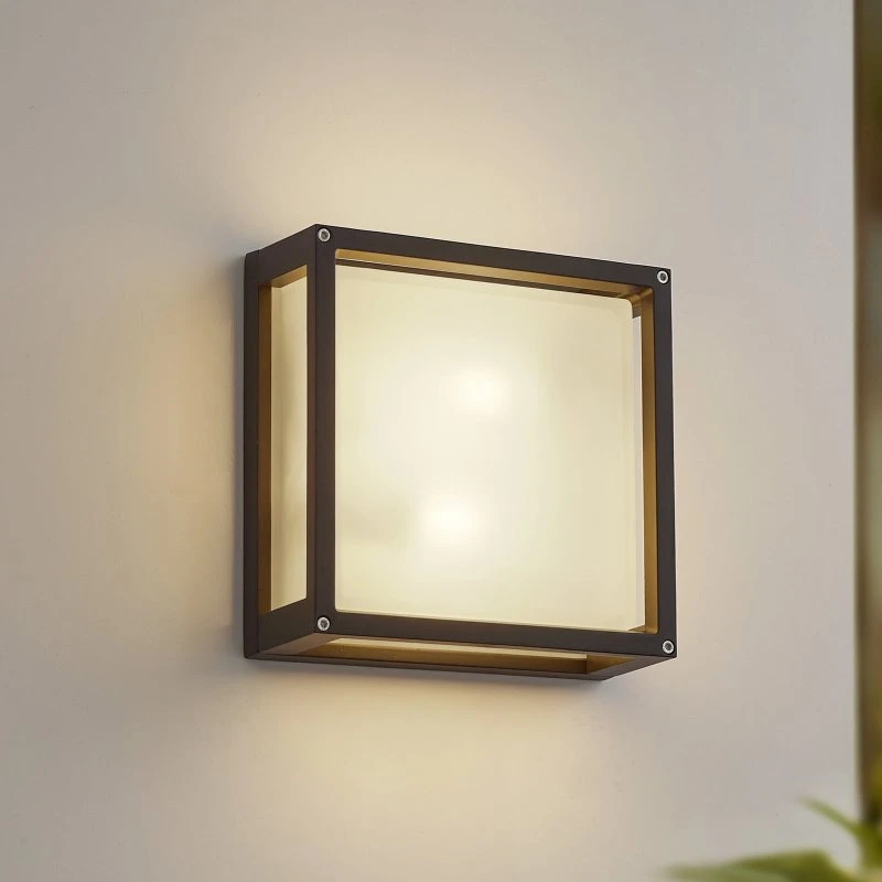 Lucande Außenwandlampe Aurelien, Anthrazit, Sensor, 25x25 cm