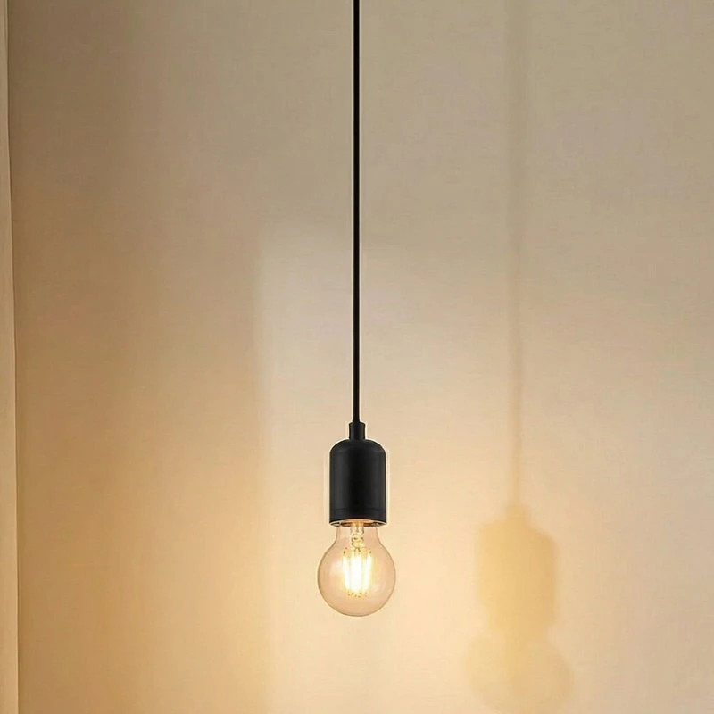 Lindby Pendelleuchte Hattie, E27, Schwarz, Ø 4,7 cm
