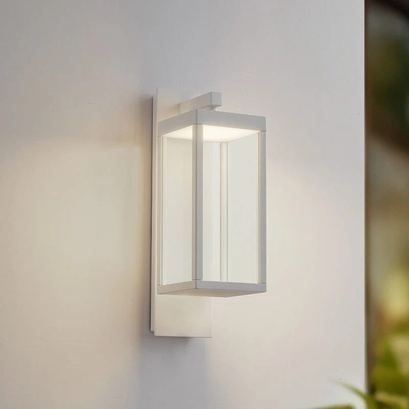 Lucande Ferdinand LED-Außenwandlampe, Weiß, Aluminium, 38 cm