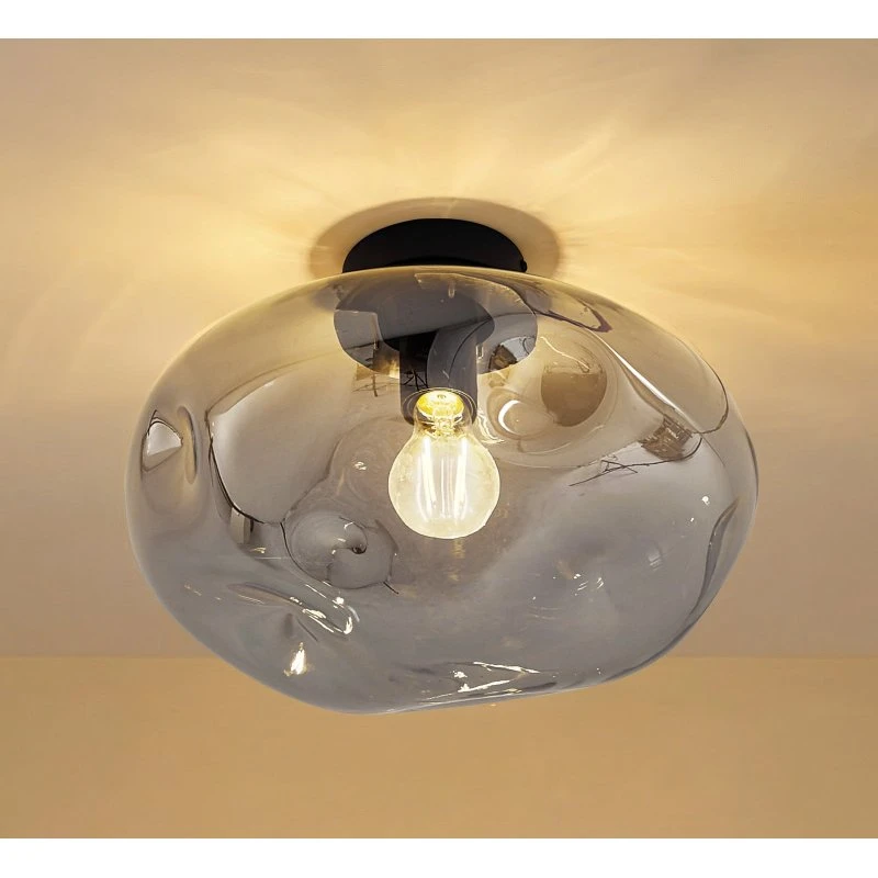 Lindby Deckenleuchte Lelia, Glas rauchgrau, Ø 35 cm