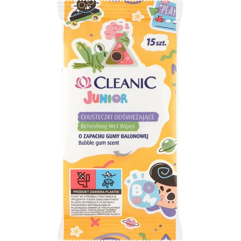 Cleanic Junior Feuchttücher mit Kaugummiduft, 15 Stück
