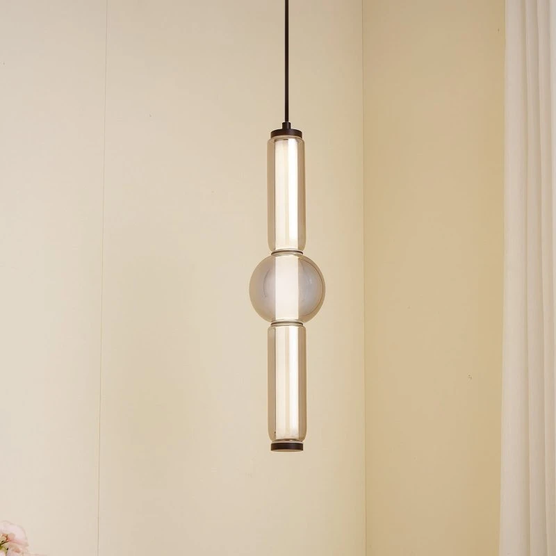 Lucande Savete LED-Pendelleuchte Rauchgrau Glas Ø 12 cm