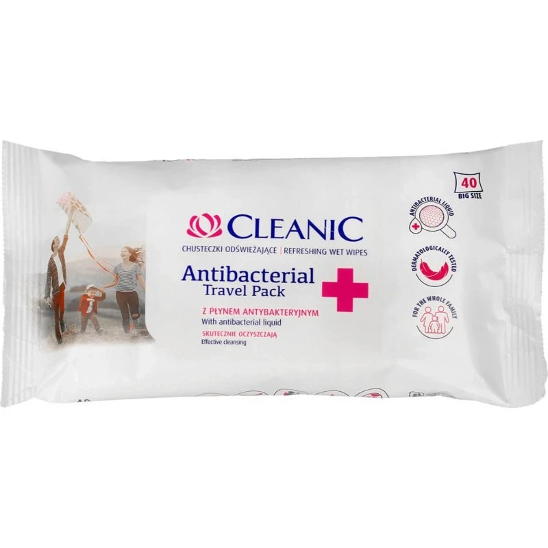 Cleanic Antibakterielle Erfrischungstücher Travel Aqua, 40 Stück