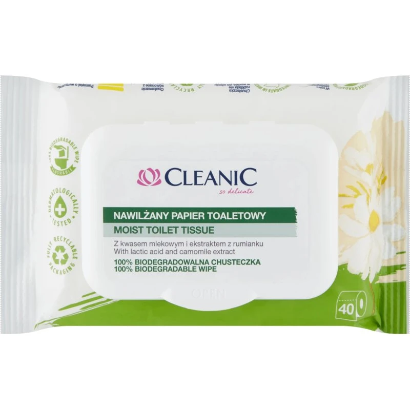 Cleanic Feuchttücher für den Intimbereich mit Kamille, 40 Stück