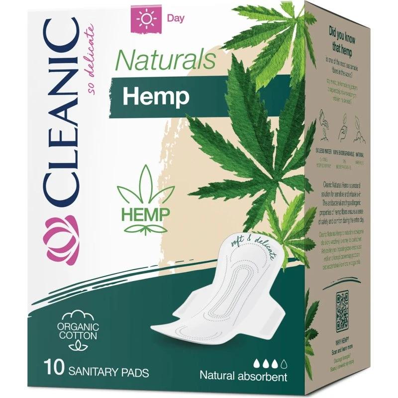 Cleanic Naturals Hemp Damenbinden Bio-Baumwolle & Hanf, Day, 10 Stk.