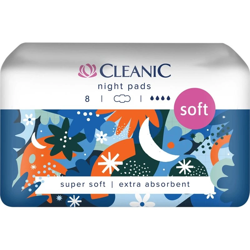 Cleanic Soft Damenbinden Night mit Flügeln, 8 Stück