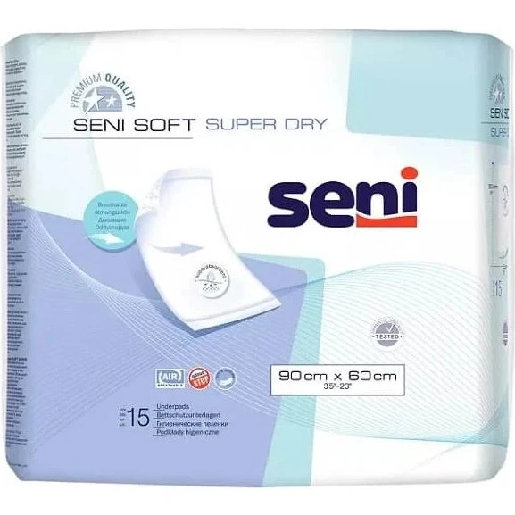 Seni Soft Super Dry Unterlagen 90 x 60 cm, 15 Stück