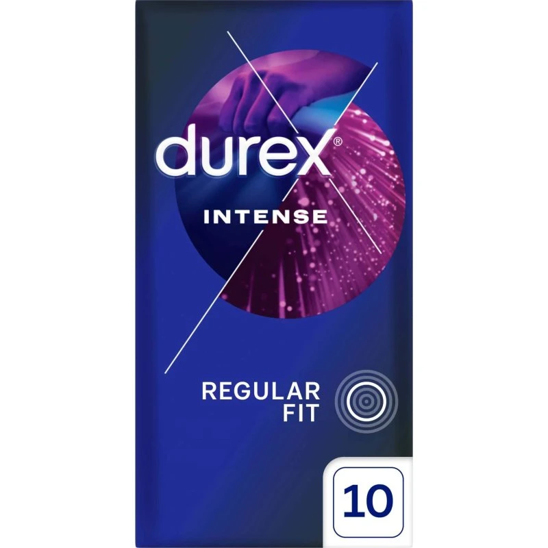 Durex Intense Kondome mit stimulierendem Gel, gerippt, 10 Stück