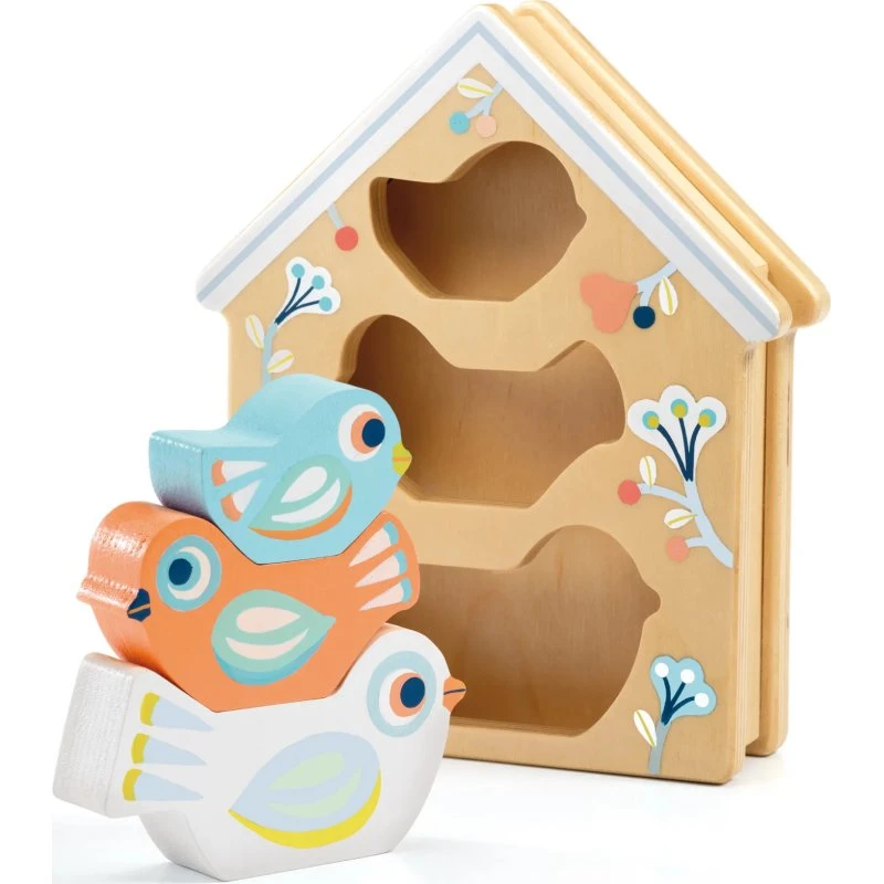 DJECO BabyBirdi Holzsteckspiel ab 18 Monaten
