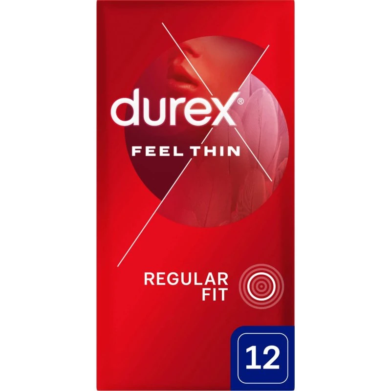 Durex Feel Thin Classic Kondome, dünn, 12 Stück