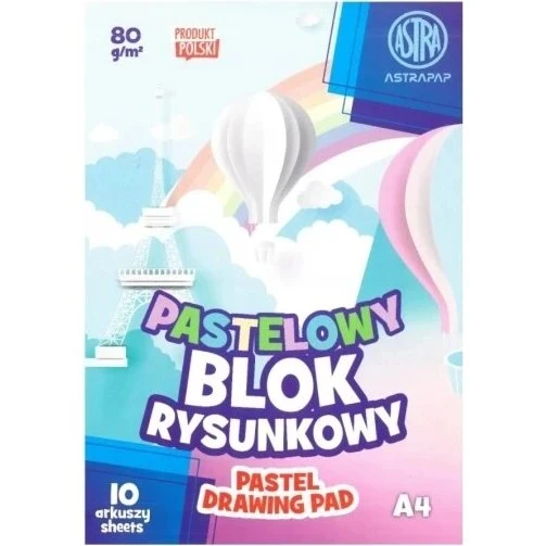 Pastell Zeichenblock A4, 10 Blatt, 80g/m² mit Pappunterlage