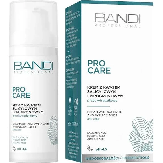 Bandi Pro Care Anti-Akne-Creme mit Salicyl- und Brenztraubensäure, 50 ml