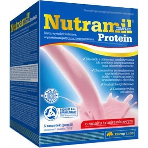Olimp Nutramil Complex Protein Erdbeere, 6 x 72g Beutel