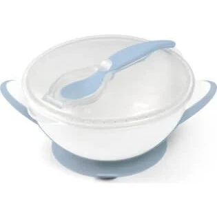 Babyono Schüssel mit Saugnapf und Löffel, Blau, ab 6 Monaten