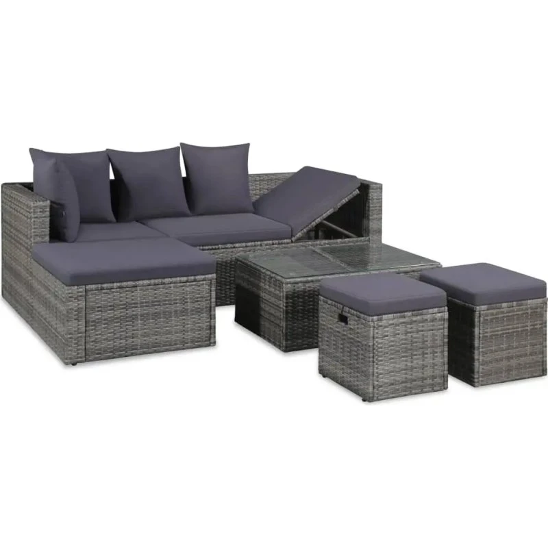 vidaXL Marlin Garten-Lounge-Set 4-tlg. Grau