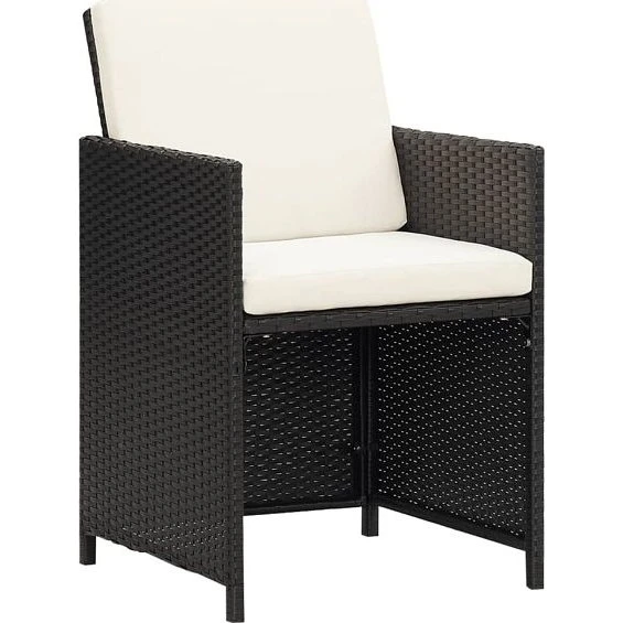 vidaXL 4er Set Gartenstühle Poly Rattan Schwarz