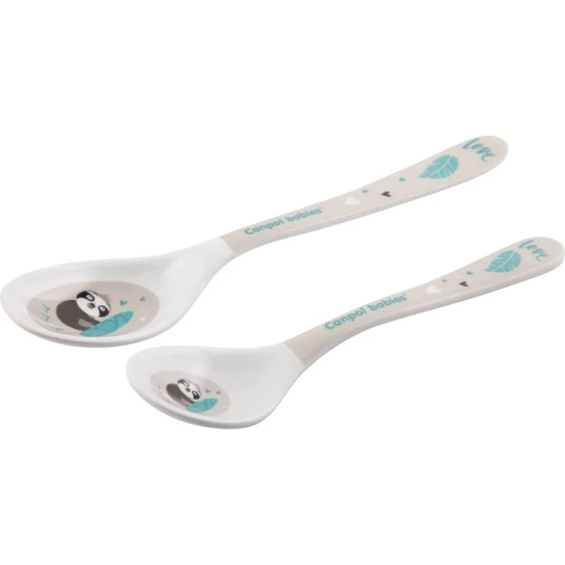 Canpol Melaminlöffel-Set Exotische Tiermotive, Grau, 2 Stücke