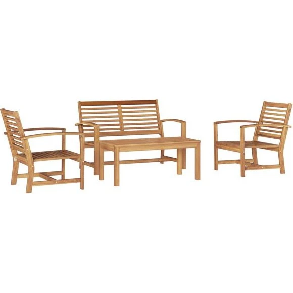 vidaXL Garten-Sofa-Set 4-teilig Natur Teak-Massivholz