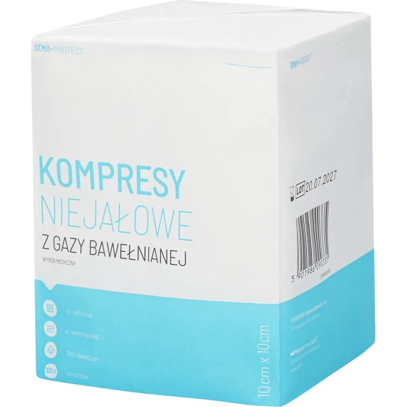 SEMA Protect Mulltupfer, 17-fädig, 8 Lagen, 10x10 cm, 100 Stück