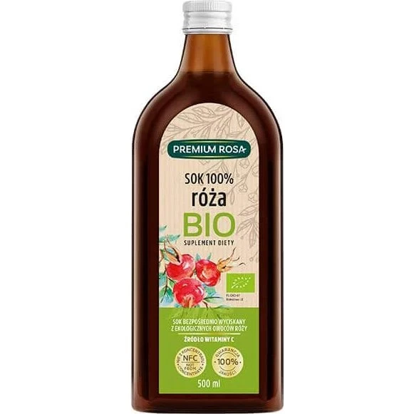 Premium Rosa Wildrose Bio-Fruchtsaft, 100% natürlich, 500 ml