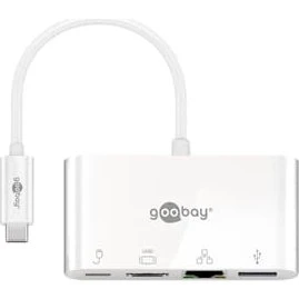 Goobay 62105 USB-C Multiport-Adapter HDMI+Ethernet PD weiß