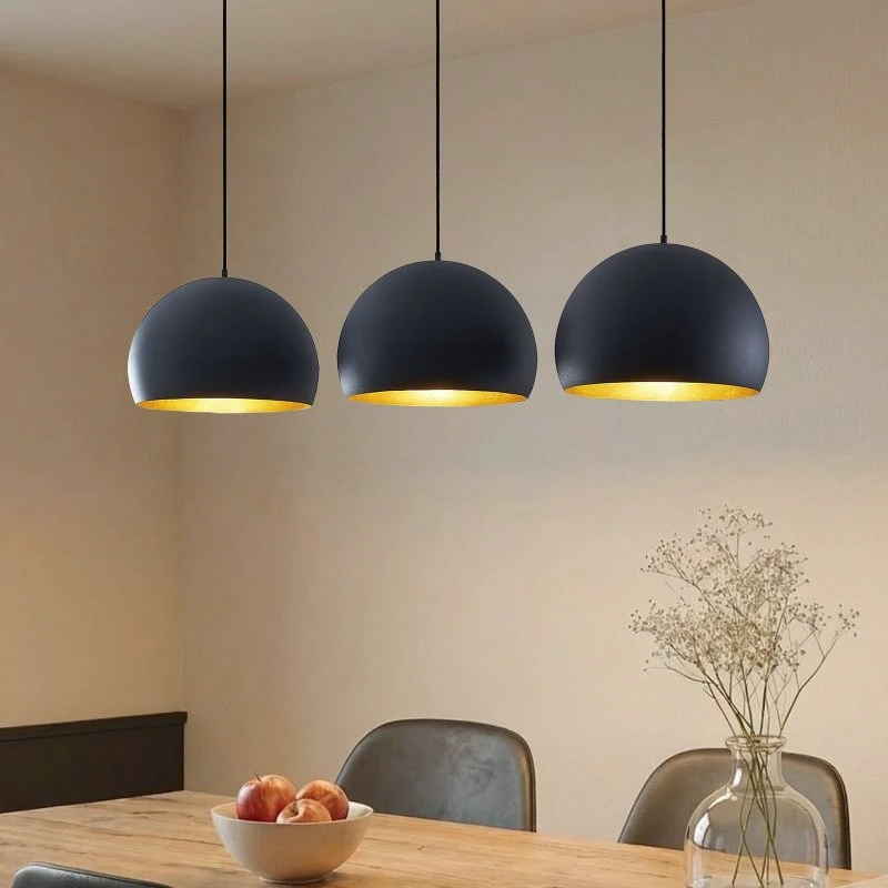 Lindby Pendelleuchte Tarjei, 146 cm, Schwarz/Gold, Metall