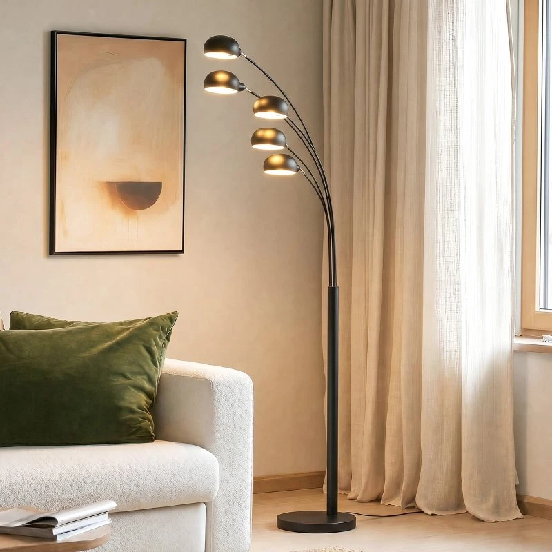 Lindby Jewa Stehleuchte Black - 5-flammig - Modernes Metall-Design