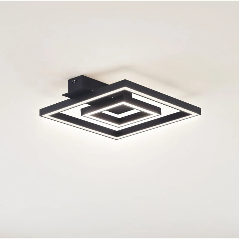 Lindby Madamo LED-Deckenleuchte Schwarz, 30 cm, 3000K