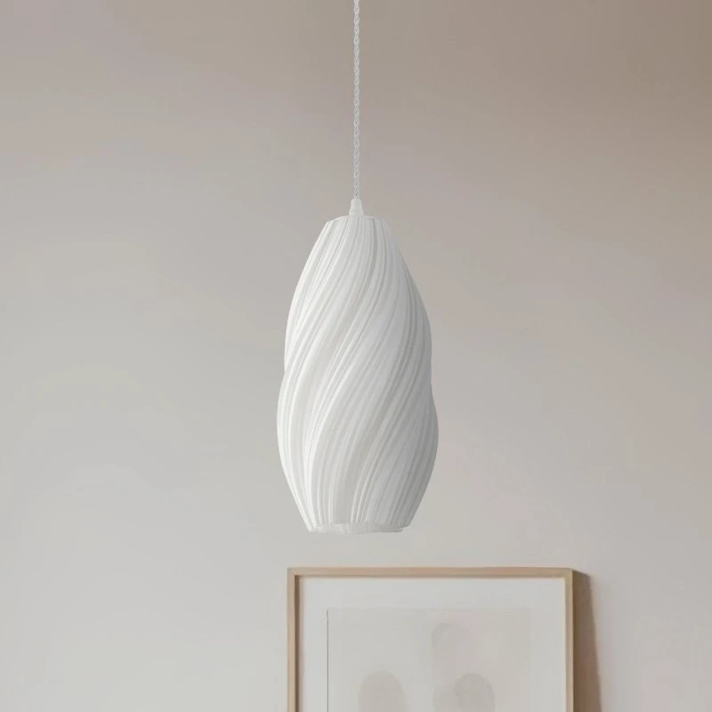 Lindby Pendelleuchte Nuvia, Ø 15,5 cm, weiß, 3D-Druck