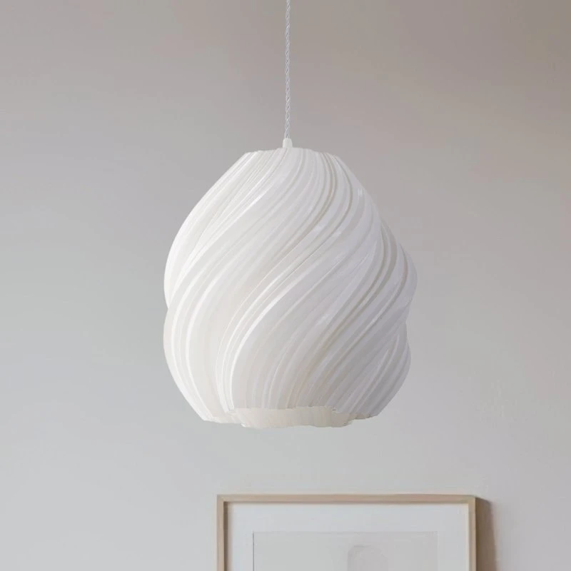 Lindby Pendelleuchte Nuvia, weiß, Ø 30 cm, 3D-Druck